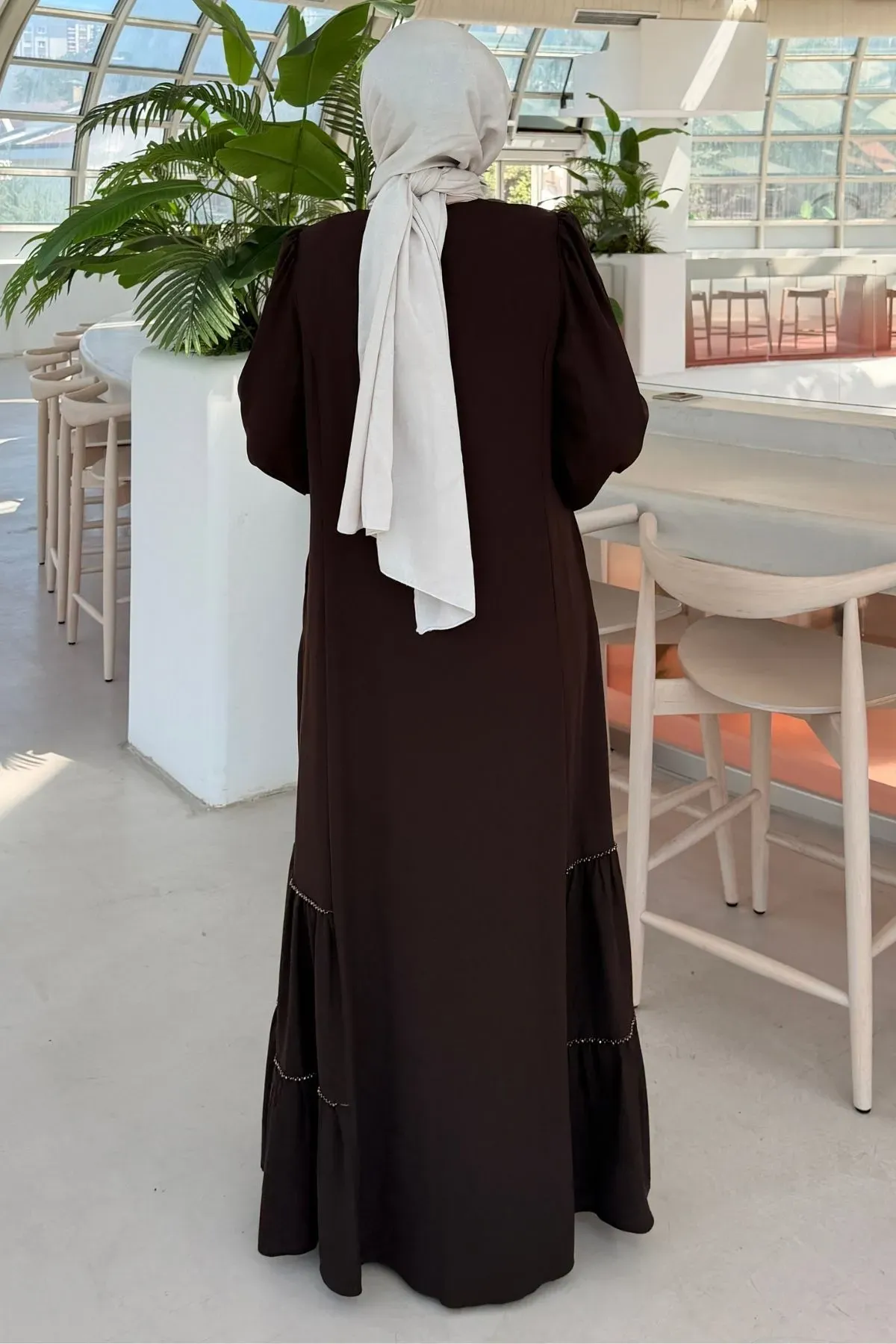 Fırfır Detaylı Rabia Ferace 712 - Kahve