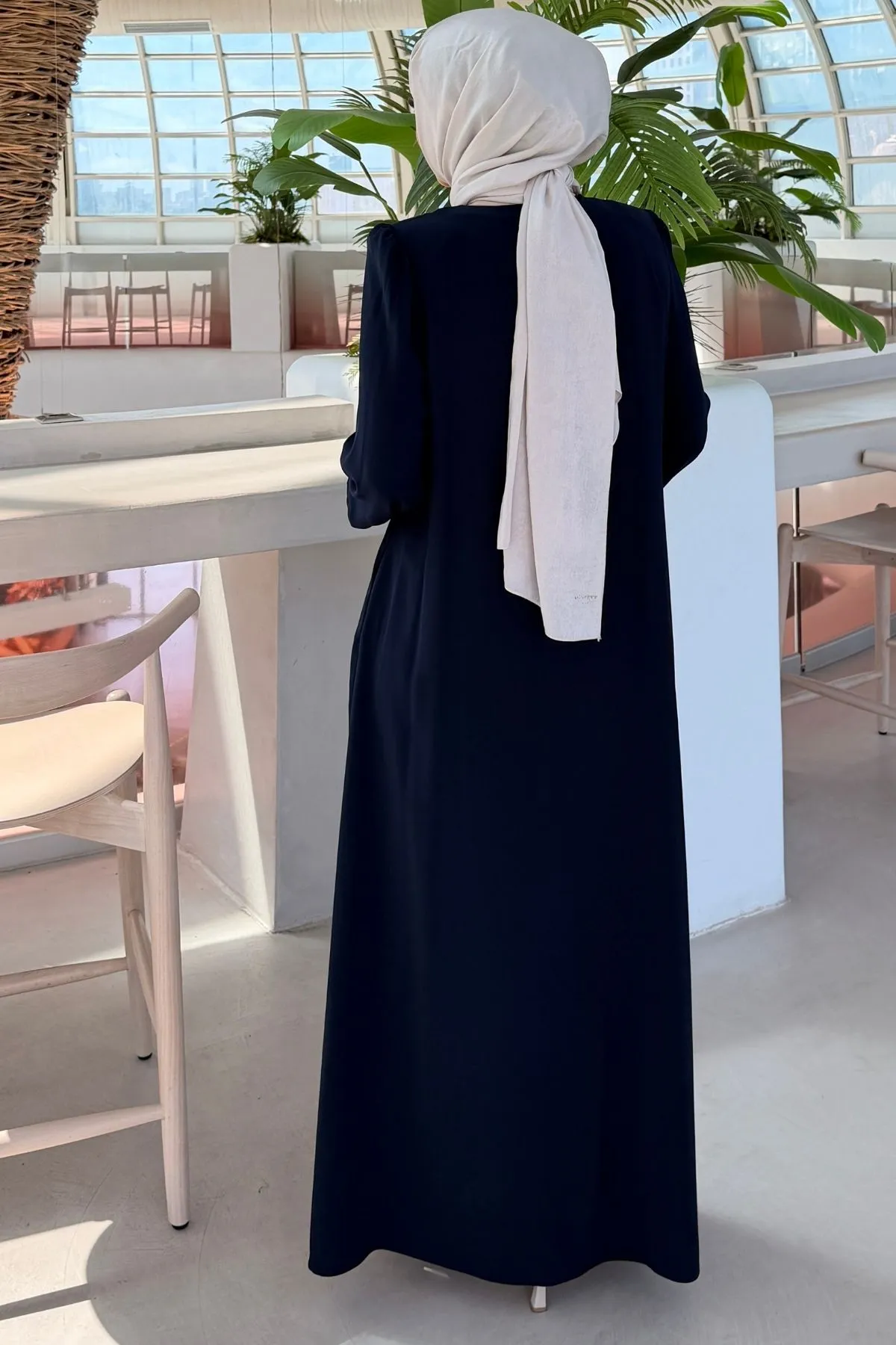 Rabia Göğüs Çiçek Broşlu Nervürlü Ferace 736 - Laci